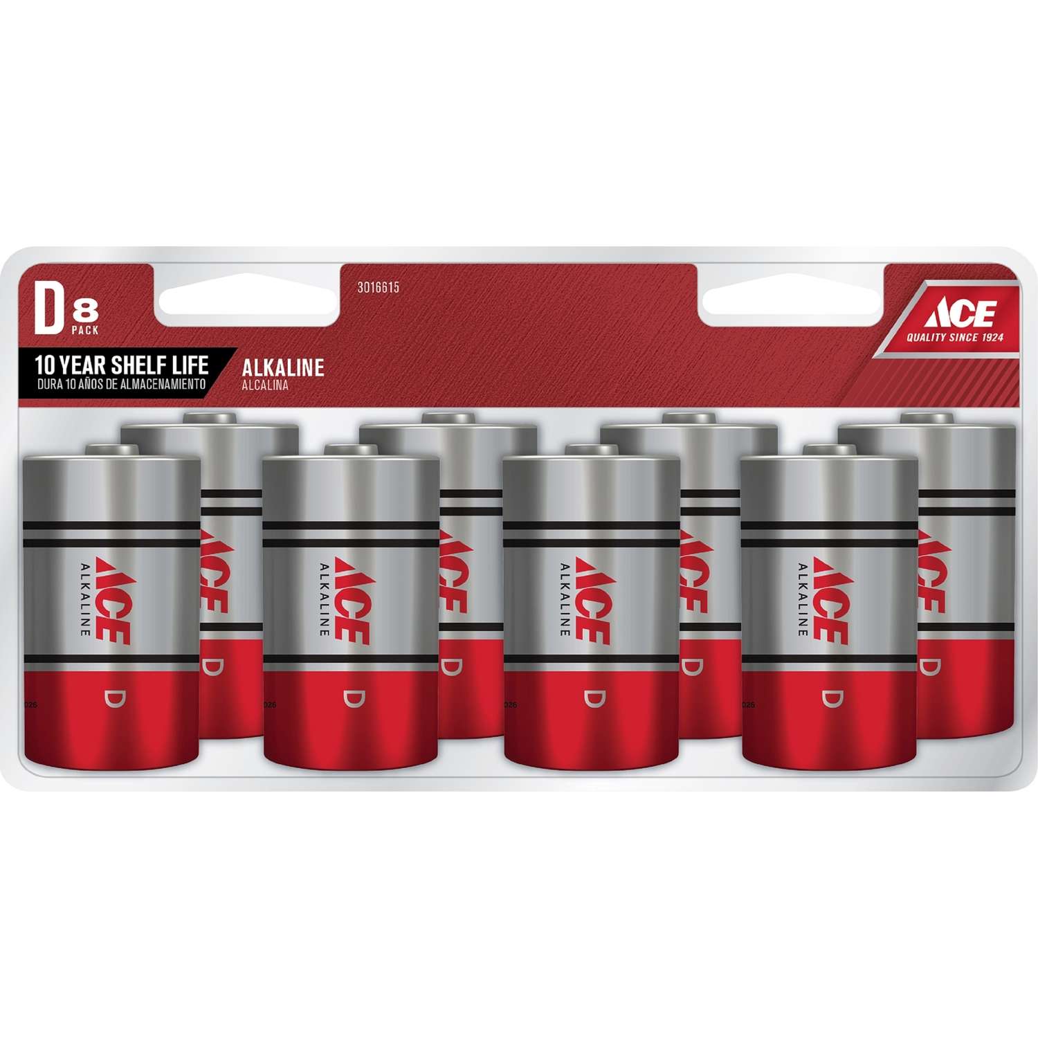 Ace D Alkaline Batteries 8 Clamshell