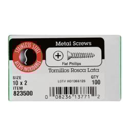 HILLMAN No. 10 Ga. X 2 in. L Phillips Flat Head Sheet Metal Screws 100 pk