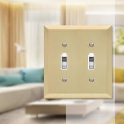 Amerelle Century Satin Brass 2 gang Stamped Steel Toggle Wall Plate 1 pk