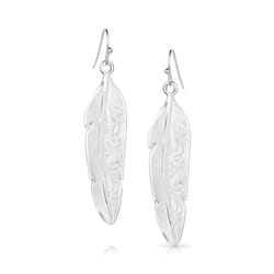 Montana Silversmiths Women's American Made Feather Silver Earrings Water Resistant