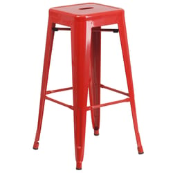 Flash Furniture 1 pc Red Galvanized Steel Industrial Bar Stool