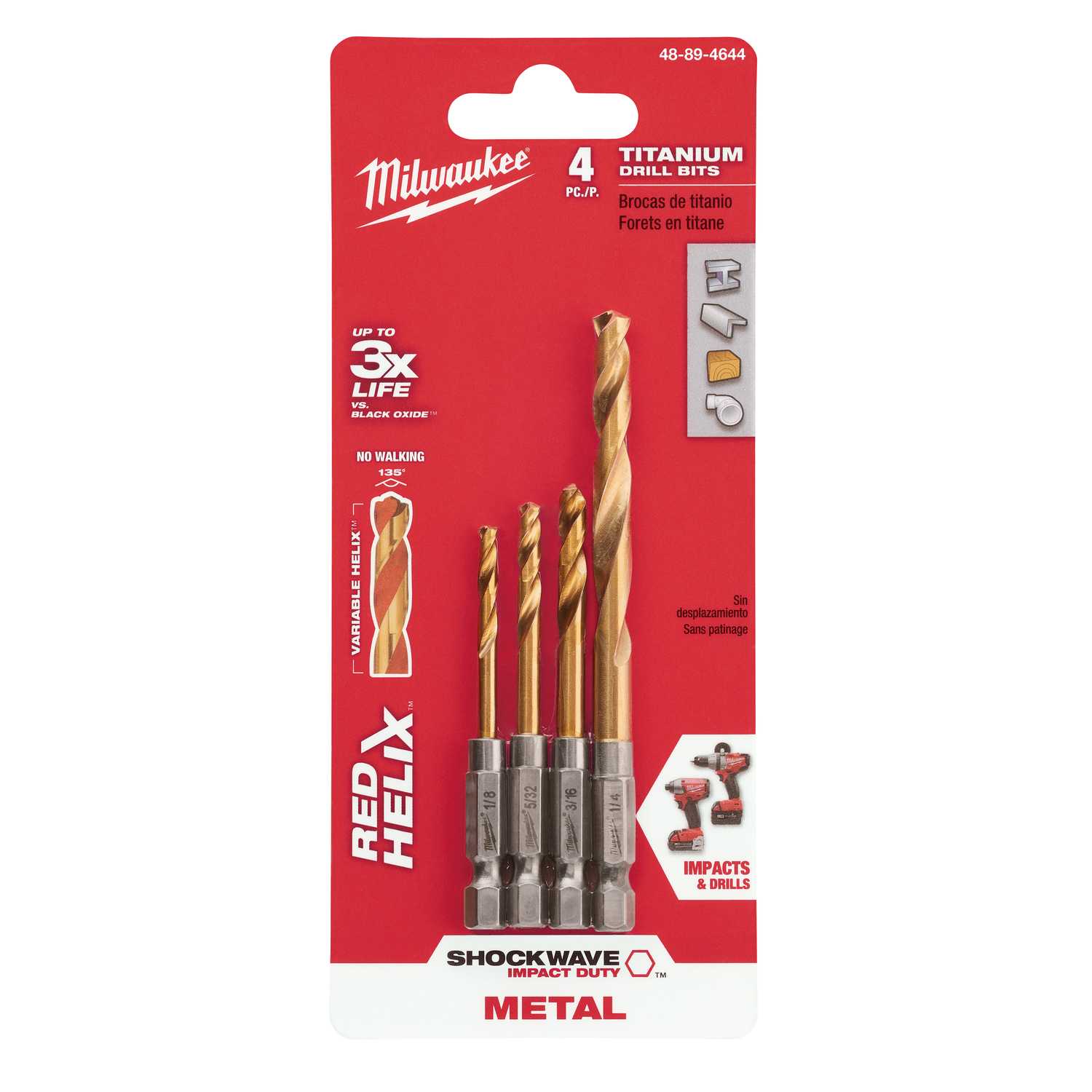 Milwaukee SHOCKWAVE Titanium RED HELIX Impact Drill Bit Set 4 pc. Ace