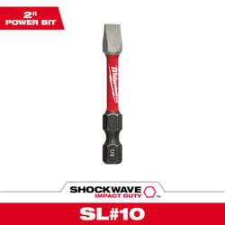Milwaukee Shockwave Slotted 1/4 in. X 2 in. L Impact Power Bit Steel 1 pc