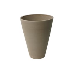 Algreen Products 14 in. H X 11 in. D Plastic Taper Ribbed Planter Taupe