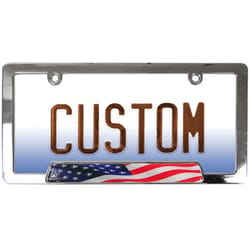 Custom Accessories Silver Metal Stars And Stripes License Plate Frame