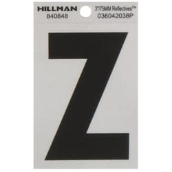 HILLMAN 3 in. Reflective Black Vinyl Self-Adhesive Letter Z 1 pc