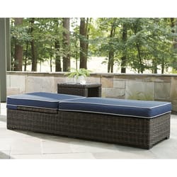 Signature Design by Ashley Grasson Lane Brown Aluminum Frame Relaxer Chaise Lounge Blue
