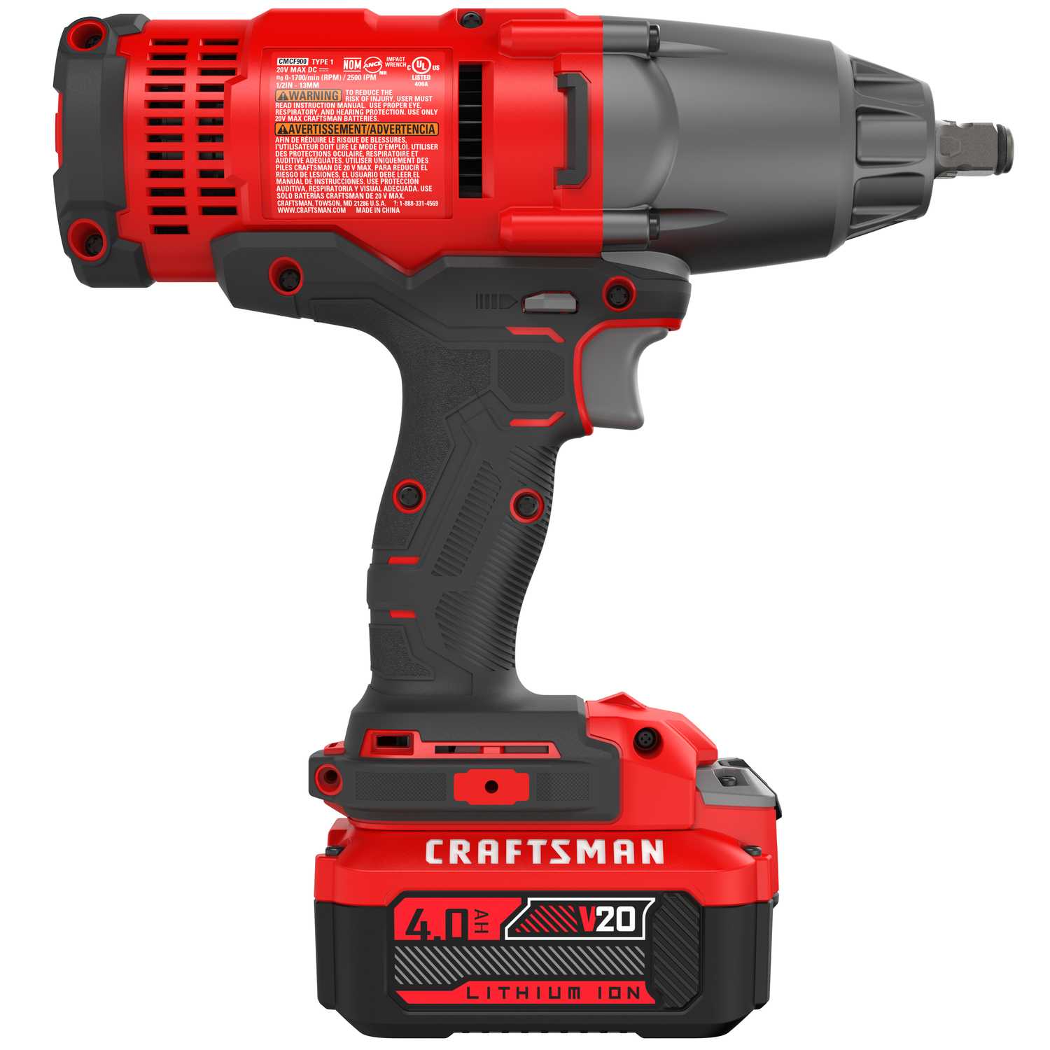 Craftsman 20V MAX 1/2 in. Cordless Impact Wrench Kit 20 volt 330 ft