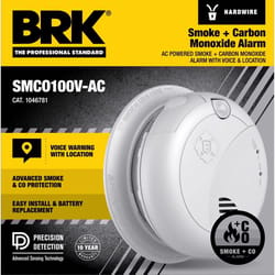 BRK Voice and Location Alert Hard-Wired w/Battery Back-Up Photoelectric Smoke and Carbon Monoxide De