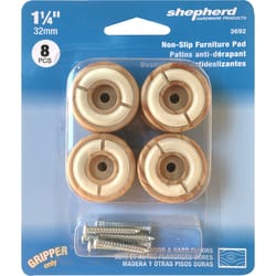 Shepherd Hardware Plastic Gripper Pads Woodgrain Round 1-1/4 in. W X 1-1/4 in. L 8 pk