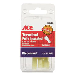 Ace Insulated Wire Female Disconnect Yellow 4 pk