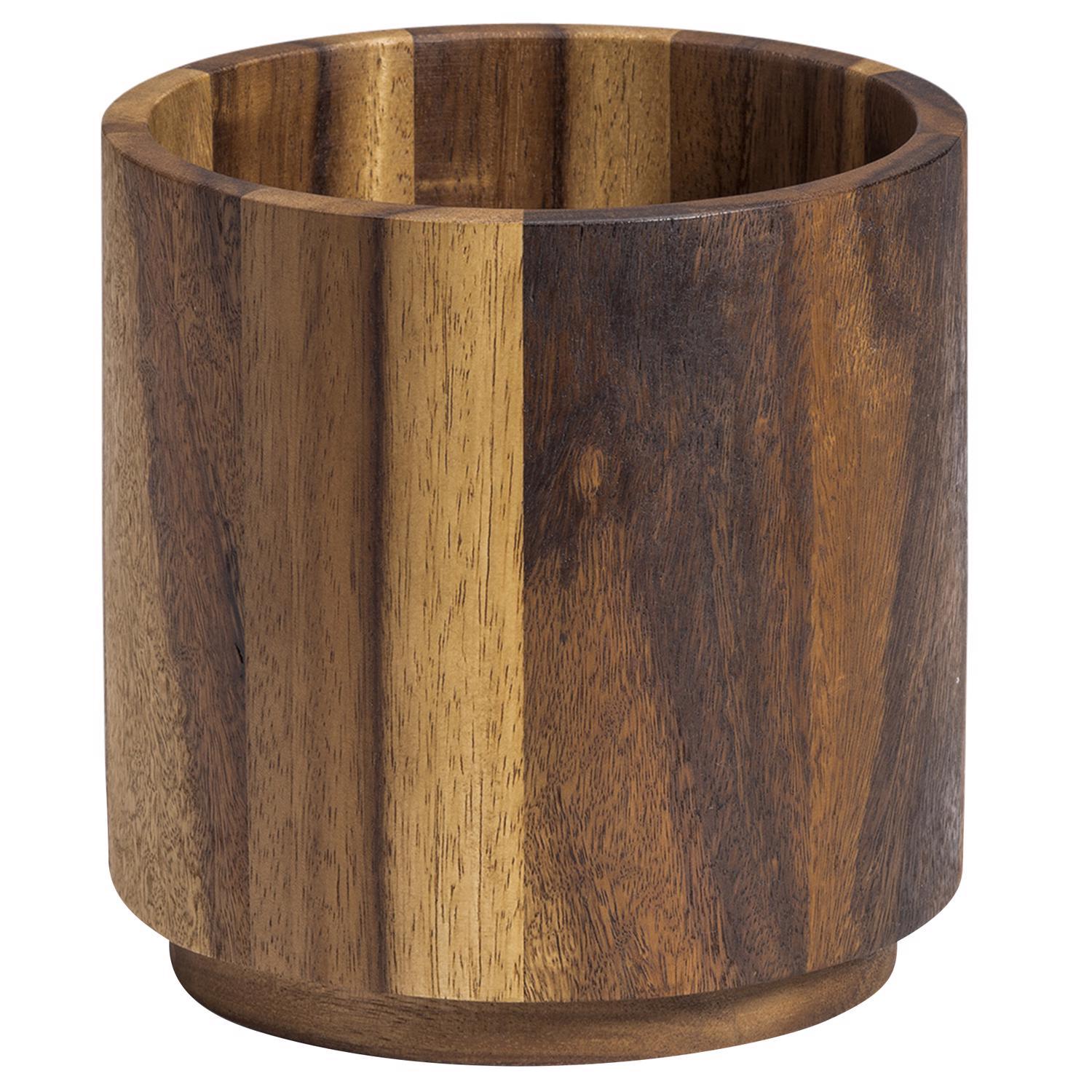 Kalmar Home Brown Acacia Wood Rotating Lazy Susan Utensil Holder Sansujyuku sansujyuku.com