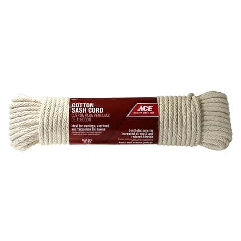 Ace 5/16 in. D X 100 ft. L White Solid Braided Cotton Cord - Ace Hardware