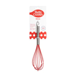 Betty Crocker Red/Silver Silicone/Stainless Steel Whisk