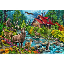 Cobble Hill Red Roofed Cabin Jigsaw Puzzle Cardboard 2000 pc