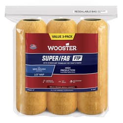 Wooster Super/Fab Synthetic Blend 9 in. W X 1/2 in. Paint Roller Cover 3 pk