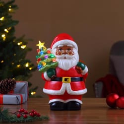 Mr. Christmas LED Ceramic African American Santa Claus with Tree Table Decor 9.25 in.