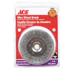 Ace 4 in. Crimped Wire Wheel Brush Steel 4500 rpm 1 pc