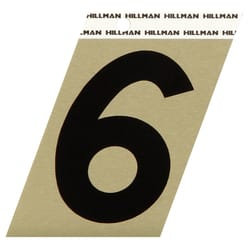 HILLMAN 3 in. Reflective Black Vinyl Self-Adhesive Number 6 1 pc