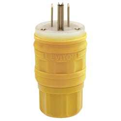 Leviton Industrial Nylon Straight Blade Plug 5-15P 18-10 AWG 2 Pole 3 Wire