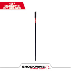 Milwaukee Shockwave Hex 1/4 in. X 12 in. L Screwdriver Bit Holder Steel 1 pc