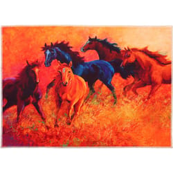 Olivia's Home 22 in. W X 32 in. L Multi-Color Free Ranging Mustangs Polyester Accent Rug