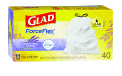 Glad ForceFlex 13 gal Lavender Tall Kitchen Bags Drawstring 40 pk