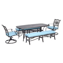 Hanover Traditions 5 pc Bronze Aluminum Dining Set Blue