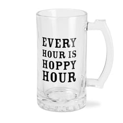 Pavilion Man Crafted 16 oz Clear Glass Hoppy Hour Beer Mug