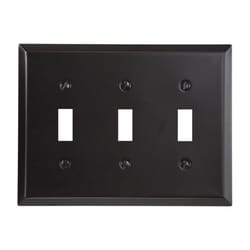 Amerelle Century Antique Bronze 3 gang Stamped Steel Toggle Wall Plate 1 pk
