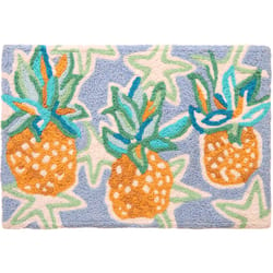 Jellybean 30 in. W X 20 in. L Multicolored Tropical Pineapples & Starfish Polyester Accent Rug