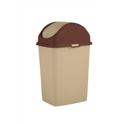 Superio Brand 18 L Beige Plastic Slim Swing Trash Can