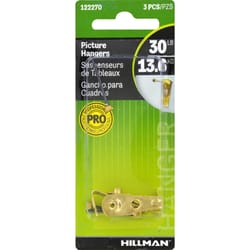Hillman AnchorWire Brass-Plated Classic Picture Hanger 30 lb 3 pk