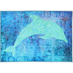 Olivia's Home 22 in. W X 32 in. L Multi-Color Ocean Life Dolphin Polyester Accent Rug