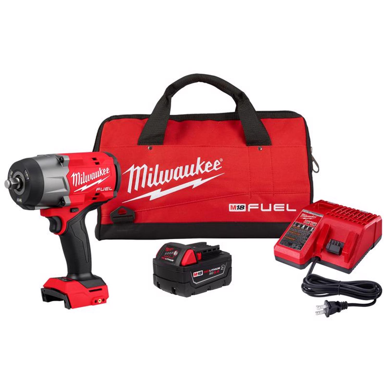 Photos - Drill / Screwdriver Milwaukee M18 1/2 in. Cordless Brushless High Torque Impact Wrench Kit (Ba 