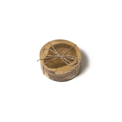 Lipper International Natural Teak Wood Cork Coasters 4 pk