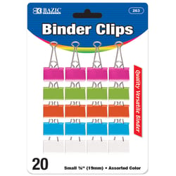 Bazic Products Small Assorted Color Binder Clips 20 pk