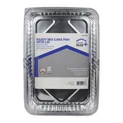 Home Plus Durable Foil 8-1/8 in. W X 12-1/4 in. L Cake Pan Silver 2 pk