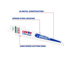 Lenox SPECIALTY 6 in. Bi-Metal Reciprocating Saw Blade 6 TPI 5 pk