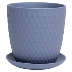 Chive Virago 5 in. D Ceramic Shape H Flower Pot Blue Grey