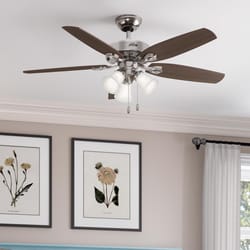 Hunter Builder Plus 52 in. Brushed Nickel Brown LED Indoor Ceiling Fan