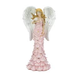 Wings of Devotion Pink Polyresin 12.5 in. H Rose Angel Solar Statue