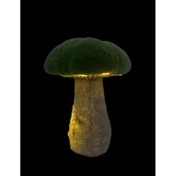 Luxe Light Decor Multicolored Polyresin 13.9 in. H Flocked Mushroom with LEDs Statue