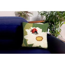 Liora Manne Frontporch Green Ladybug Polyester Throw Pillow 18 in. W X 18 in. L