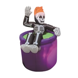 Celebrations 4 ft. Prelit Animated Skeleton in Cauldron Inflatable