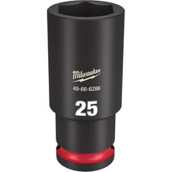 Milwaukee Shockwave 25 mm X 1/2 in. drive Metric/SAE 6 Point Deep Impact Socket 1 pc