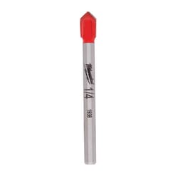 Milwaukee 1/4 in. X 2.25 in. L Carbide Tipped Glass/Tile Drill Bit Round Shank 1 pc