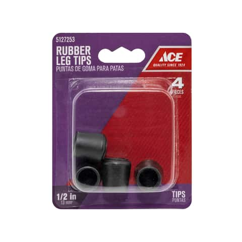 Certified Rubber Leg Tips, Non-Skid Rubber Tips, Black, 4-pc