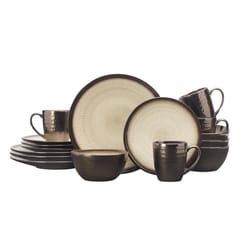 Mikasa Gourmet Basics Anastasia Cream Stoneware Modern Dinnerware Set 16 pc