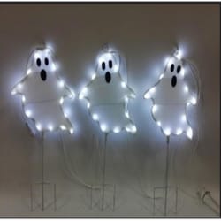 Celebrations Halloween White 16 in. LED 3 Ghost with stake Halloween Decor